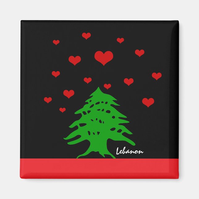 Hearts of Lebanon & Lebanese flag fashion / Love Magnet (Front)