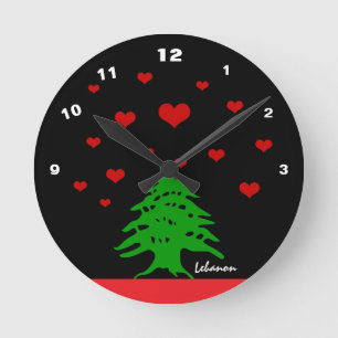 Hearts of Lebanon & Lebanese flag fashion / Love Round Clock