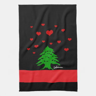Hearts of Lebanon & Lebanese flag fashion / Love Tea Towel