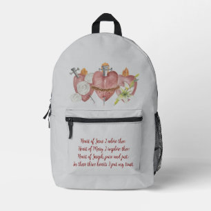 Hearts of the Holy Family Printed Backpack