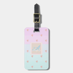 Hearts, Ombre Striped  Monogram-Personalised Luggage Tag