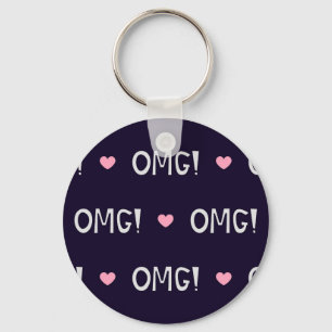 Hearts, OMG text, cute pattern Key Ring