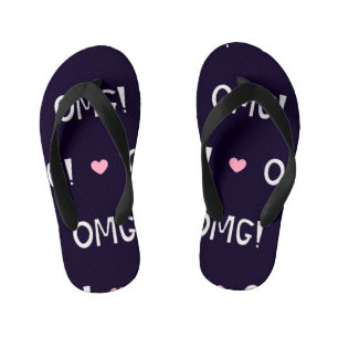 Hearts, OMG text, cute pattern Kid's Thongs