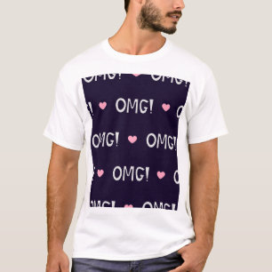 Hearts, OMG text, cute pattern T-Shirt