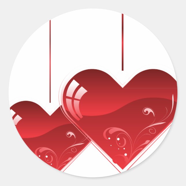 Hearts on a String Classic Round Sticker (Front)