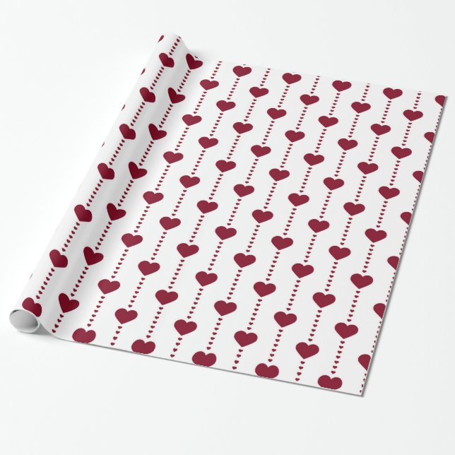 Hearts on a string cute gift of love wrapping paper (Unrolled)