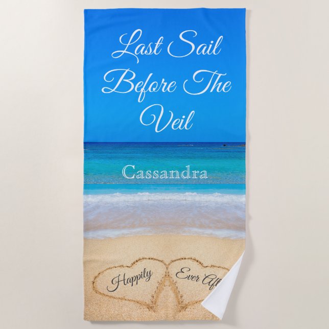 Hearts on Beach Last Sail Bachelorret Towel (Front)