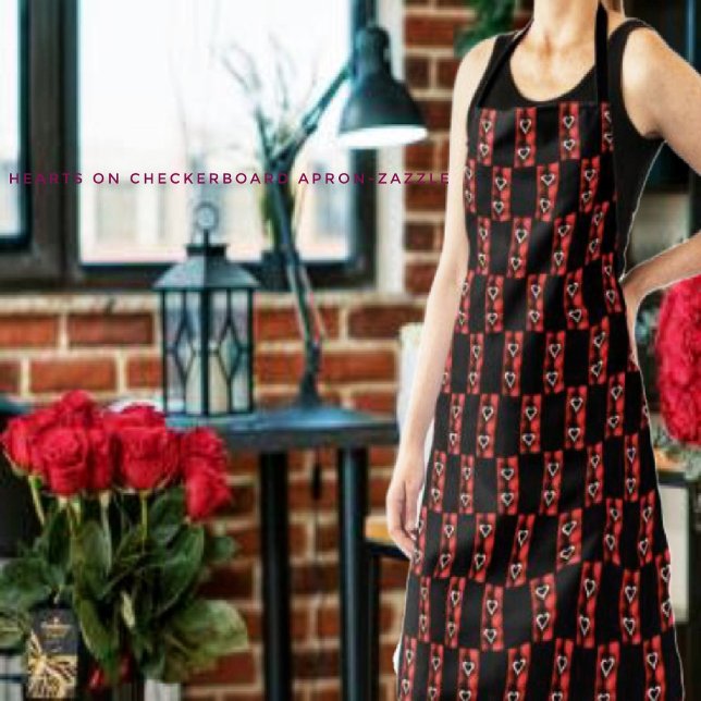 Hearts On Chequerboard Apron (Creator Uploaded)
