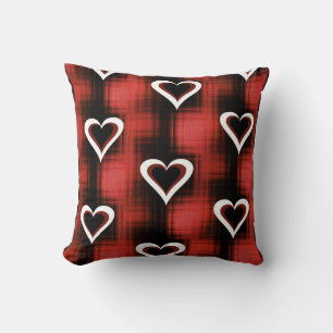 Hearts On Chequerboard Cushion