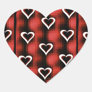 Hearts On Chequerboard Heart Sticker