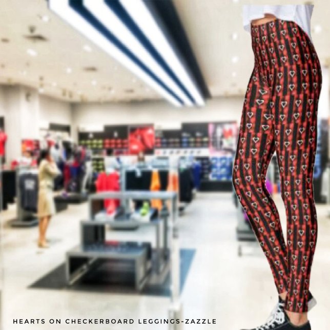 Hearts On Chequerboard Leggings (Creator Uploaded)