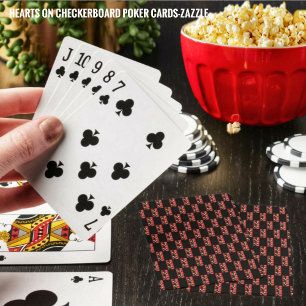 Hearts On Chequerboard Playing Cards
