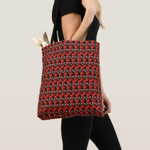 Hearts On Chequerboard Tote Bag