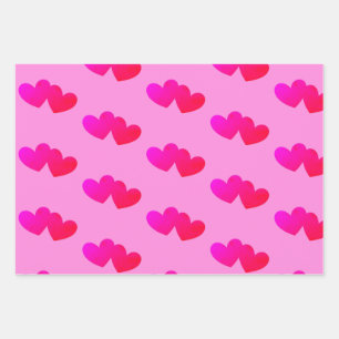 Hearts on heart pattern wrapping paper sheet