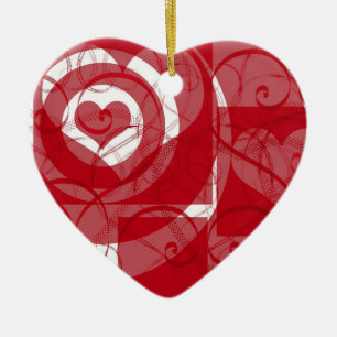 Hearts on Hearts Valentine Ceramic Ornament