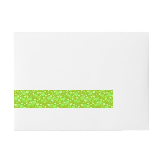 Hearts on Lime Green Colour Wraparound Address Label (Front)