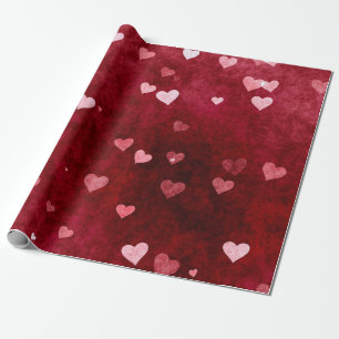 Hearts On Red Background Wrapping Paper