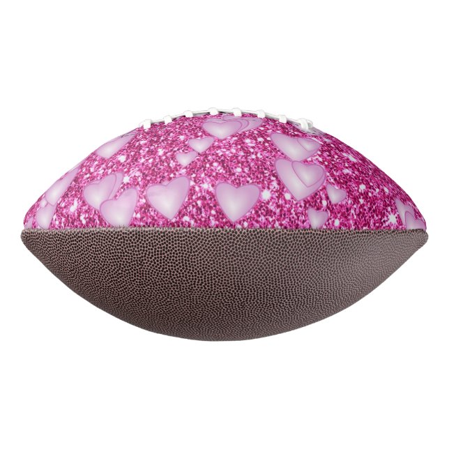 Hearts on Sparkling glitter print, pink Football (Rotated 270)
