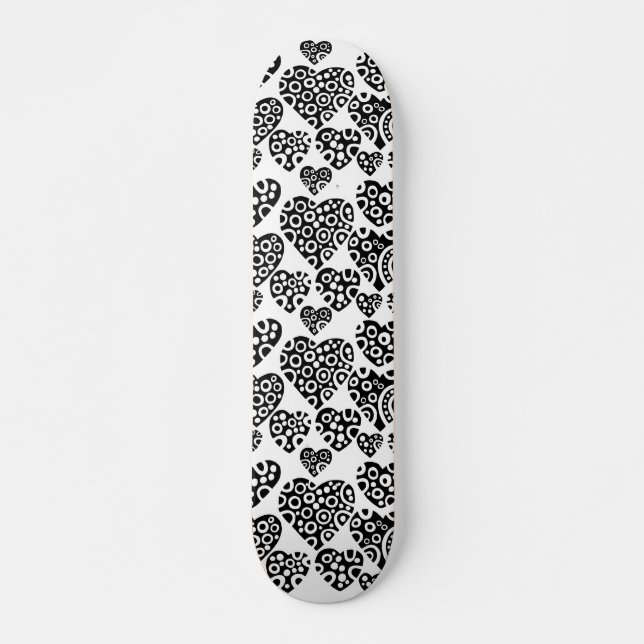 Hearts on White Skateboard (Front)