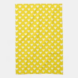 Hearts on Yellow Tea Towel