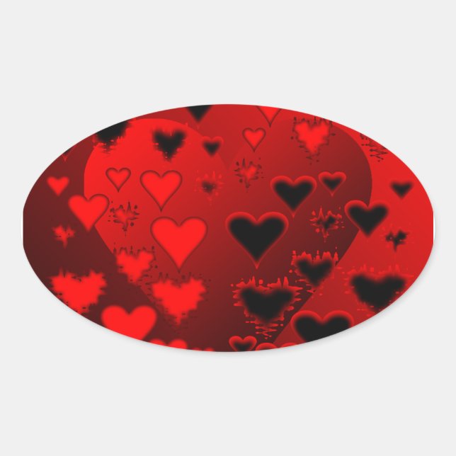 Hearts Oval Sticker (Front)