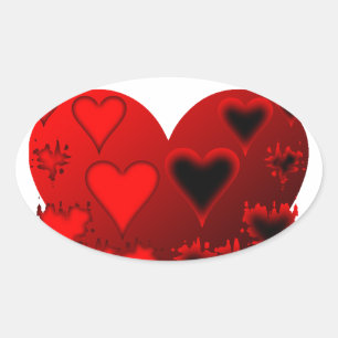 Hearts Oval Sticker