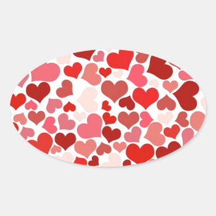 Hearts Oval Sticker