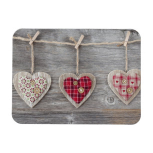 Hearts over a Wooden Table Magnet