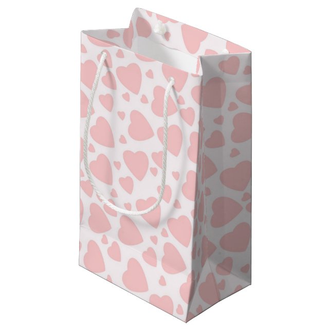 hearts Pale Pinkcute Small Gift Bag (Front Angled)