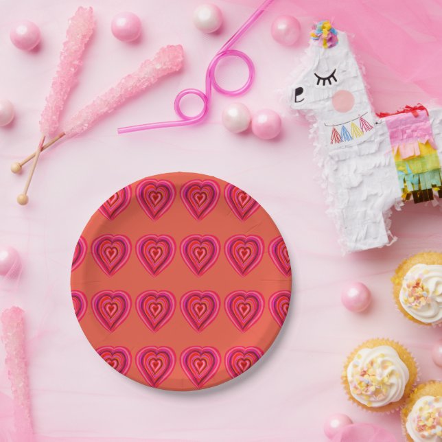 Hearts Paper Coaster Plate (Party)