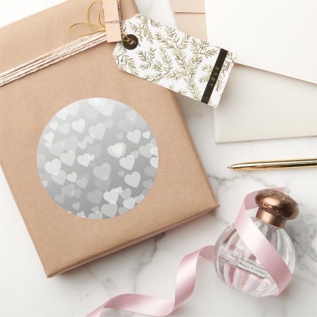 Hearts Pattern 17 Classic Round Sticker (Gifting)