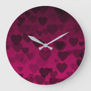 Hearts Pattern 18 Large Clock