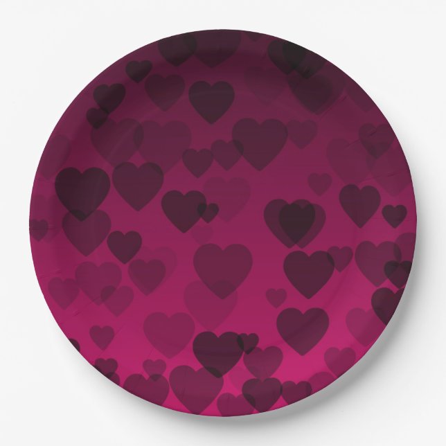 Hearts Pattern 18 Paper Plate (Front)