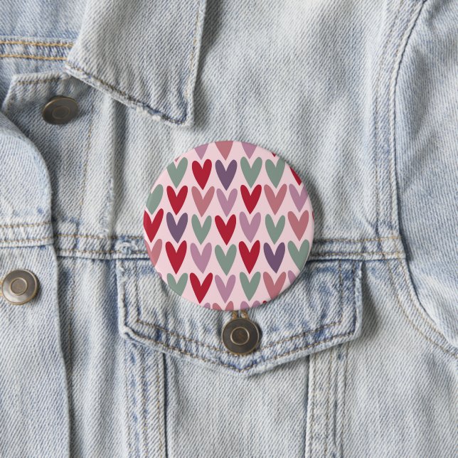 Hearts Pattern 1 7.5 Cm Round Badge (In Situ)