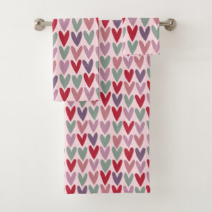 Hearts Pattern 1 Bath Towel Set