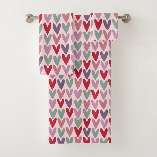 Hearts Pattern 1 Bath Towel Set (Insitu)