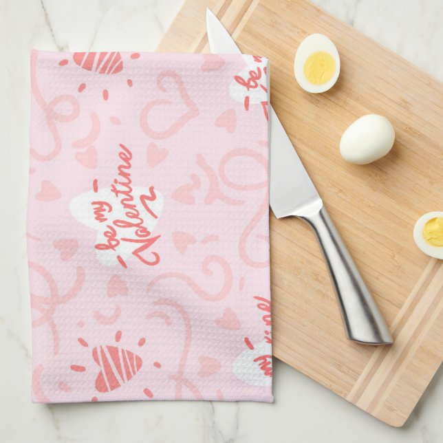 Hearts Pattern 25 Tea Towel (Quarter Fold)