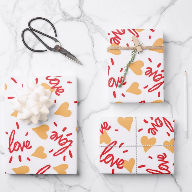 Hearts Pattern 27 Wrapping Paper Sheet (Front)