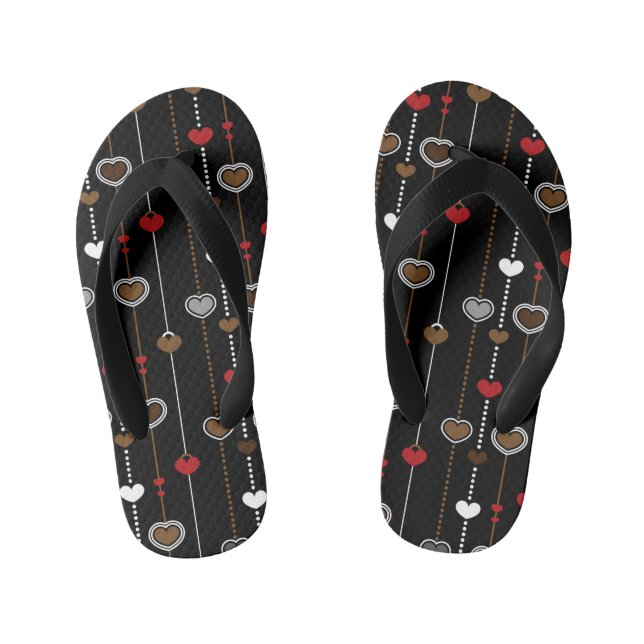 Hearts Pattern 28 Kid's Thongs (Footbed)