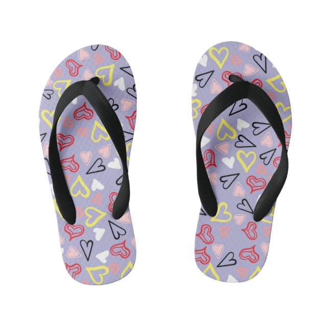 Hearts Pattern 31 Kid's Thongs (Footbed)