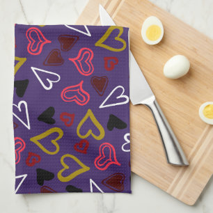 Hearts Pattern 32 Tea Towel
