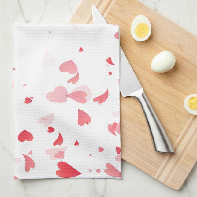 Hearts Pattern 33 Tea Towel (Quarter Fold)