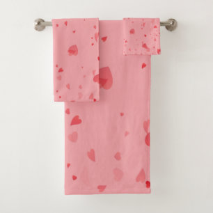 Hearts Pattern 34 Bath Towel Set