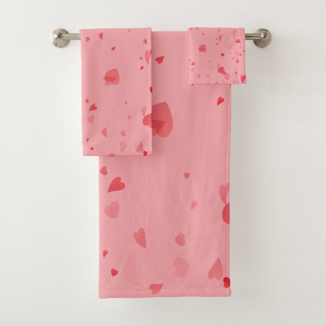 Hearts Pattern 34 Bath Towel Set (Insitu)