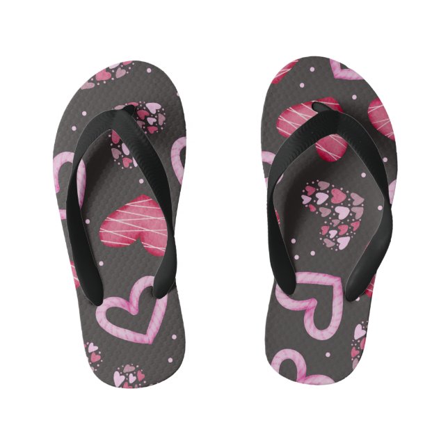Hearts Pattern 34 Kid's Thongs (Footbed)