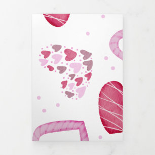 Hearts Pattern 36 Tri-Fold Holiday Card