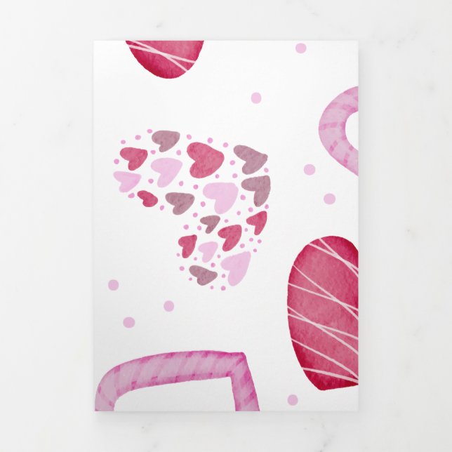 Hearts Pattern 36 Tri-Fold Holiday Card (Cover)