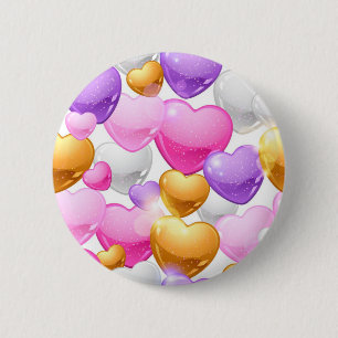 Hearts pattern 6 cm round badge