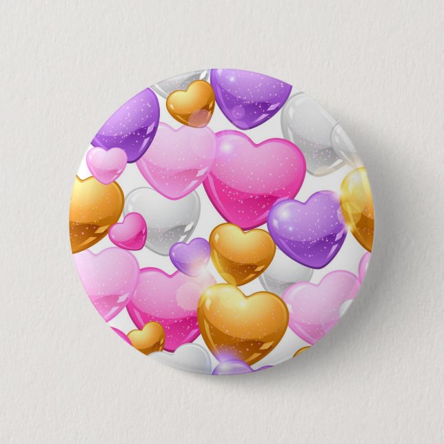 Hearts pattern 6 cm round badge (Front)