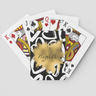 Hearts Pattern and Golden Foil Playing Cards